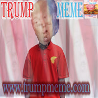 Trump Meme Clothing's MAGA red Polo shirt with gold embroidered Trump hair logo Hair