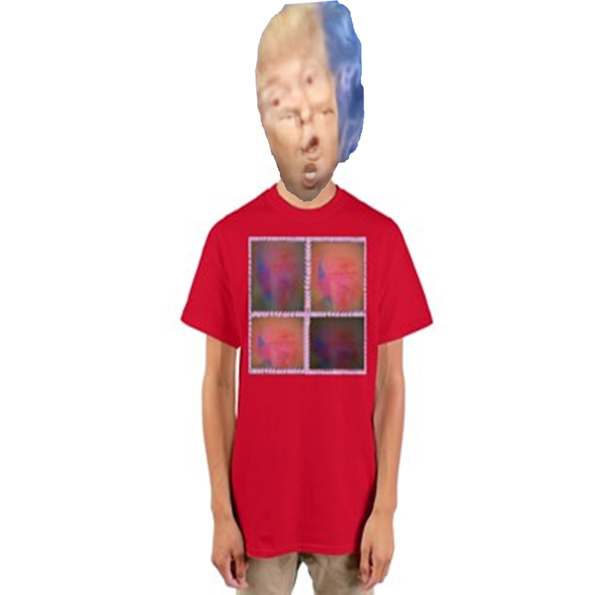 Trump Meme Clothing's Men's MAGA Red shirt with 4 Trump Acid hits logo