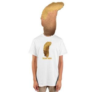 Trump Meme Clothing's Men's t-shirt in White with Golden Pompadour Trump logo